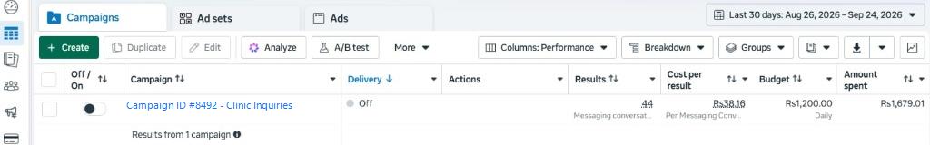 Meta Ads Live Client Campaign Proof